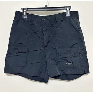 AFTCO Vintage Bluewater Fishing Shorts 34 Black Nylon Made in USA 5” Inseam
